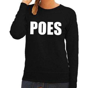 Dames fun text sweater Poes zwart