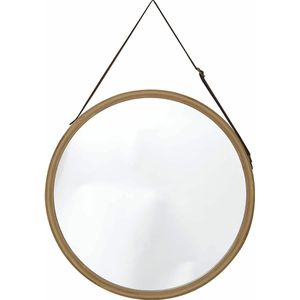 Tendance Wandspiegel - rond - bamboe - naturel - 38 x 38 cm