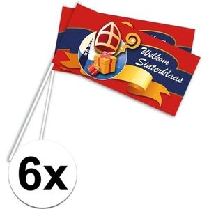 6x Feest zwaaivlaggen Welkom Sinterklaas