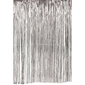 Set van 2x stuks zilveren deurgordijn folie slierten feestversiering 100 x 200 cm