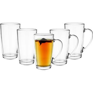 Glasmark Theeglazen/koffie glazen model Sheffield - transparant glas - 6x stuks - 400 ml
