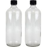 12x Glazen flessen met schoefdop rond 1000 ml