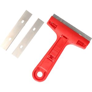 CM Glasschraper - rood - kunststof - 2x reservemessen