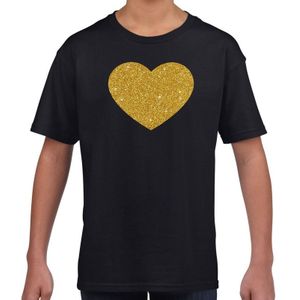Gouden hart fun t-shirt zwart voor kids