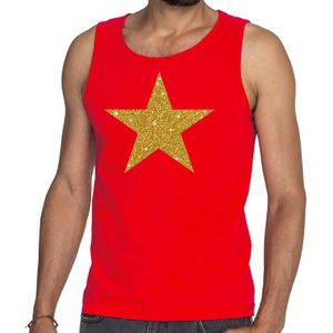 Gouden ster fun tanktop / mouwloos shirt rood voor heren