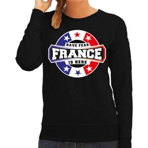 Have fear France / Frankrijk is here supporter trui / kleding met sterren embleem zwart voor dames