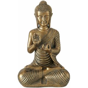 Deco by Boltze Boeddha beeld Briosa - kunststeen - antiek goud - 12 x 9 x 20 cm - open handen