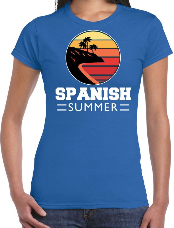 Spaans strandfeest shirt Spanish summer beach party outfit / kleding blauw voor dames
