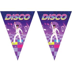 3x stuks disco thema vlaggetjes slingers/vlaggenlijnen paars van 5 meter