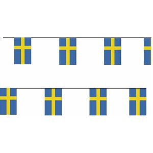 2x Papieren vlaggenlijn Zweden landen decoratie