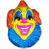 Clown carnaval thema wanddecoratie 60 cm geel met blauw/geel