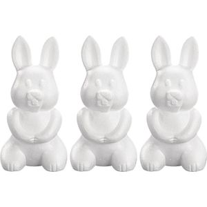 3x Styrofoam konijntje/haasje 24 cm decoratie/versiering