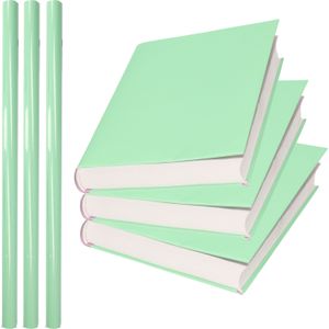 3x Rollen kadopapier / schoolboeken kaftpapier pastel groen 200 x 70 cm