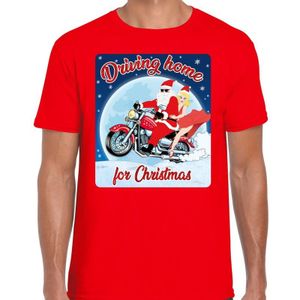 Fout kerstborrel shirt / kerstshirt driving home for christmas rood voor motorrijders voor heren