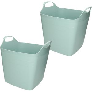 2x stuks bathroom Solutions Kuip - flexibel - emmer - groen - 25 liter