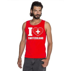 I love Zwitserland supporter mouwloos shirt rood heren
