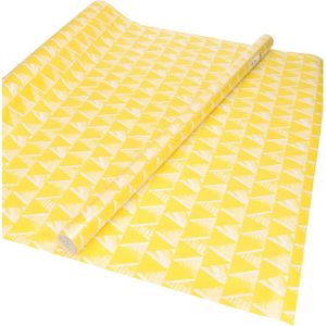4x Inpakpapier/cadeaupapier geel met witte driehoekjes motief  200 x 70 cm rol