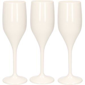 Set van 6x stuks champagneglazen/prosecco flutes wit 150 ml van onbreekbaar kunststof
