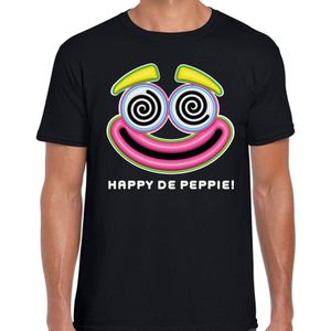 Bellatio Decorations Foute Party T-shirt voor heren - happy de peppie - zwart - carnaval/themafeest