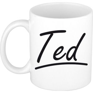 Ted voornaam kado beker / mok sierlijke letters - gepersonaliseerde mok met naam