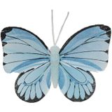 Decoris decoratie vlinders op draad - 9x - gekleurd - 8 x 6 cm