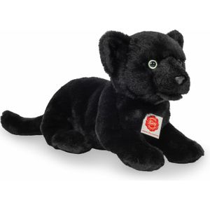 Hermann Teddy Knuffeldier Zwarte Panter - zachte pluche stof - premium knuffels - zwart - 30 cm