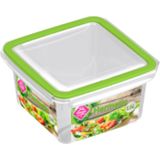 10x Voedsel plastic bewaarbakje 1,5 liter transparant/groen