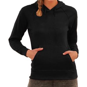 Zwarte hoodie / sweater raglan met capuchon voor dames