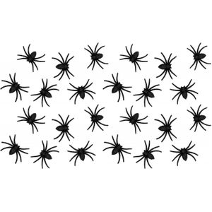 Chaks nep spinnen 8 cm - zwart glitter - 24x stuks - Horror/griezel thema decoratie beestjes