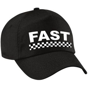Carnaval verkleed pet  / cap fast / finish vlag zwart voor dames en heren