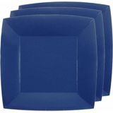 Santex feest bordjes vierkant kobalt blauw - karton - 10x stuks - 23 cm