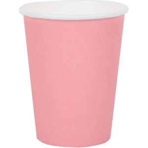 Santex feest bekertjes - 10x - roze - papier/karton - 270 ml