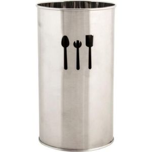 Items Keukengerei houder - inox RVS metaal - rond - 18 cm - Keuken organizer/keukenhulphouder