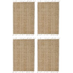 10x Beige/naturel gevlochten placemat 33 x 47 cm rechthoek