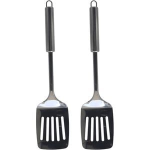 Gerim keukengerei Bakspatel/bakspaan - 2x - zilver - rvs - 34 cm