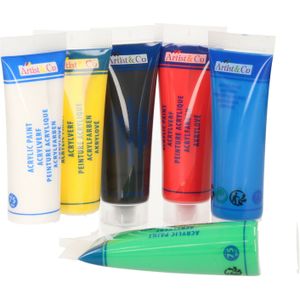 2x Acrylverf tubes in 6 kleuren 75ml