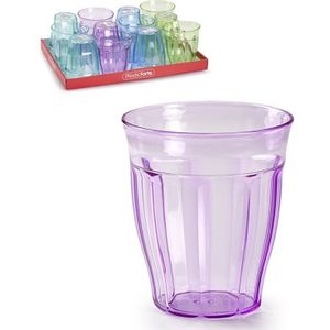 Set van 24x stuks Sap/water glazen gekleurd 250 ml van plastic