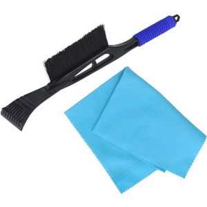 Autoramen lange IJskrabber met borstel zwart/blauw 53 cm met anti-condens doek