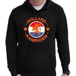 Zwarte fan hoodie / sweater met capuchon Holland kampioen met leeuw EK/ WK voor heren