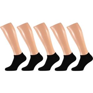 5x Paar heren lage sokken zwart maat 41-46