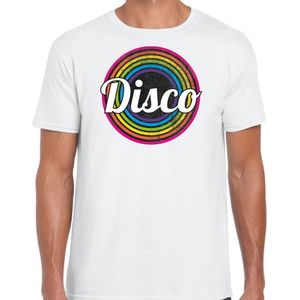 Bellatio Decorations Disco t-shirt heren - disco - wit - jaren 80/80's - carnaval/foute party