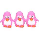 Rubber badeendje/pinguin - 3x - Classic roze - badkamer fun artikelen - size 6 cm - kunststof