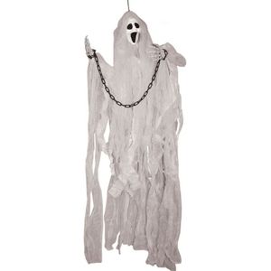 Horror/Halloween decoratie spook/geest pop - met licht - wit - 120 cm
