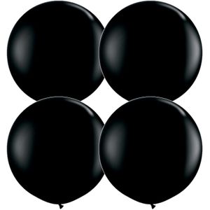 4x stuks zwarte Qualatex grote ballon 90 cm