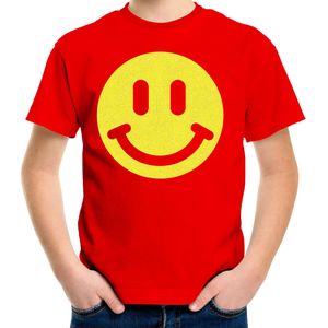 Bellatio Decorations Verkleed T-shirt voor jongens - smiley - rood - carnaval - feestkleding kind