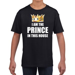 Im the prince in this house t-shirts voor thuisblijvers tijdens Koningsdag zwart jongens / kinderen
