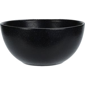 Excellent Houseware Soepkommen - Lava stone - keramiek - D15 x H7 cm - zwart - Stapelbaar