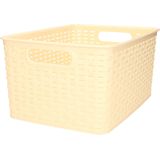 Plasticforte Opbergmand - 3x - Kastmand - rotan kunststof - beige/geel - 18 Liter - 29 x 39 x 20 cm
