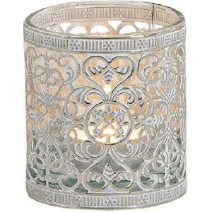 1x Windlicht Theelicht Houder Zilver Antiek 8 cm - Woonaccessoires/Woondecoraties Kaarsenhouders