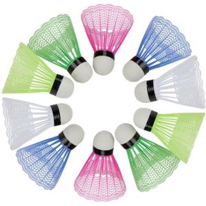 Badminton shuttle setje - 10x shuttles - kunststof - multi - badminton - buiten spelen